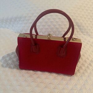 Red, Patent Leather, Rhinestone Purse, shoulder strap included